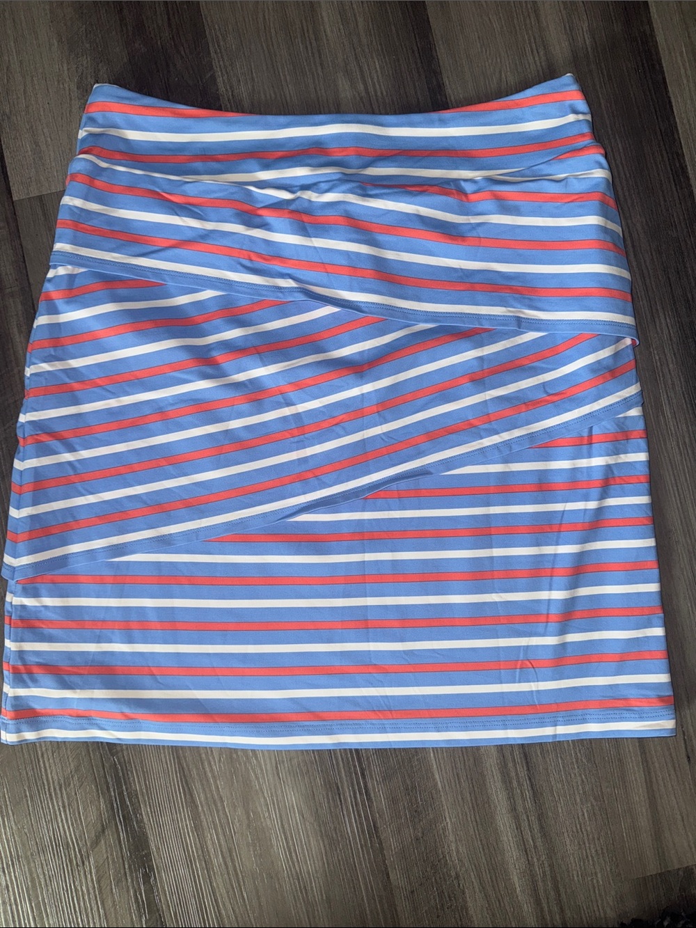J. McLaughlin Tiered Striped Blue Orange Nicola Catalina medium Skirt work wear